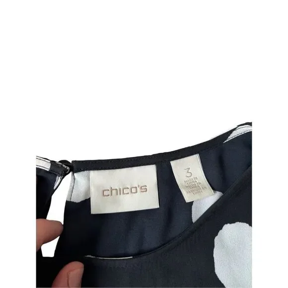 Chico’s Soft Dots Layered Tunic Black White size 3 US XL 16 - Picture 4 of 11